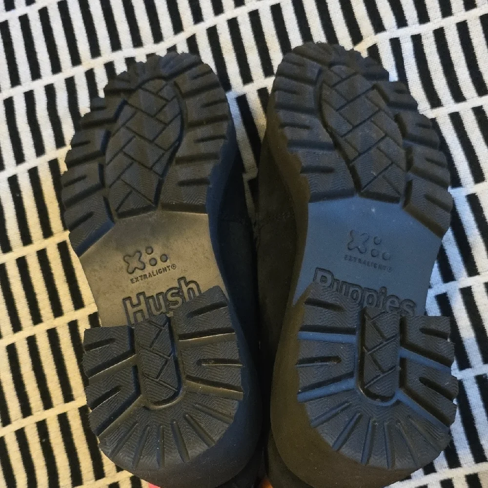 Hush Puppies Black Platform Suede Like Loafers